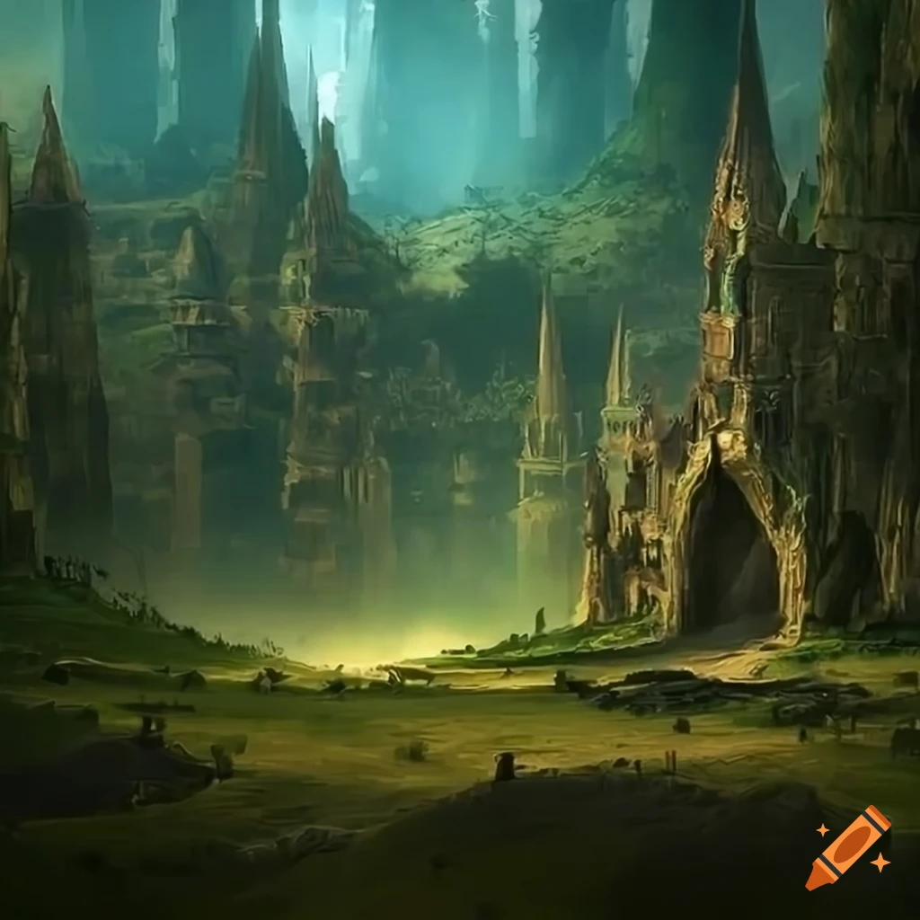 Desert fantasy landscape with elven city on craiyon