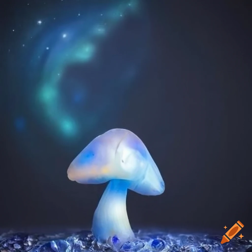 moonstone mushroom in a starry night