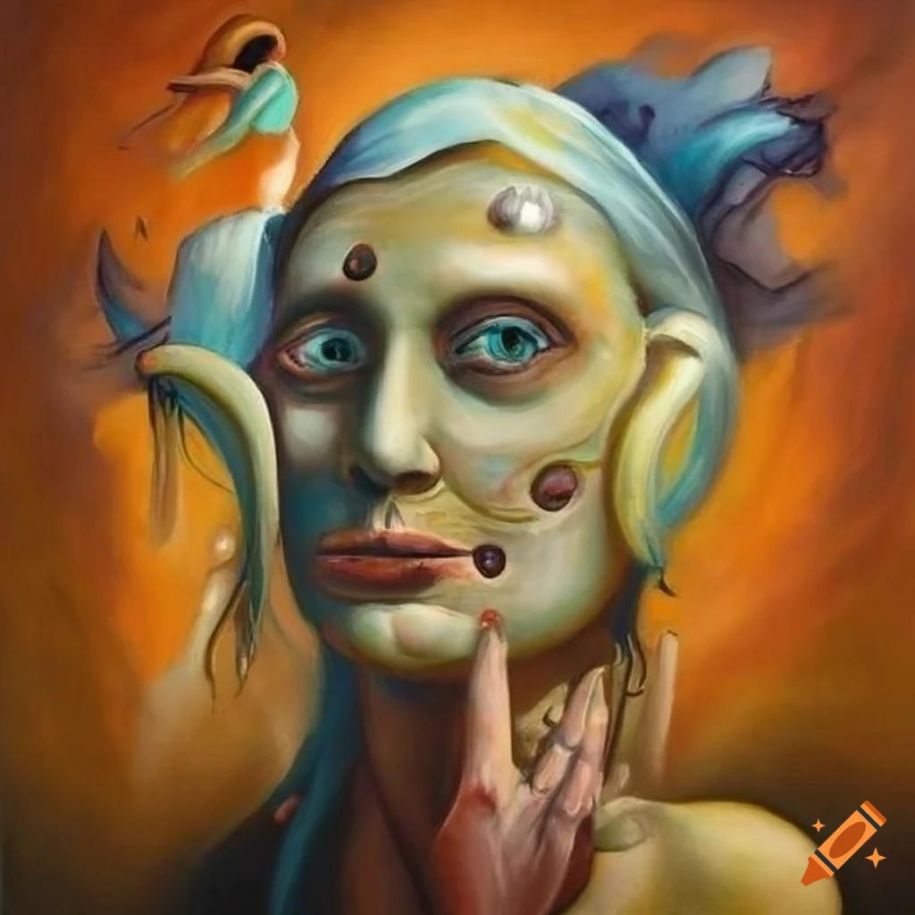 surrealist painting of weird people