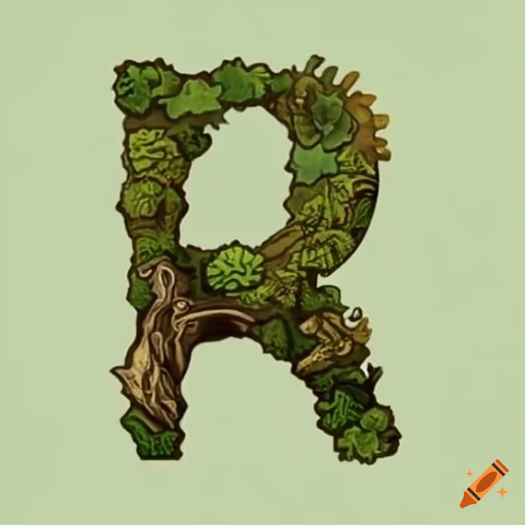 moss-covered steampunk stone letter A