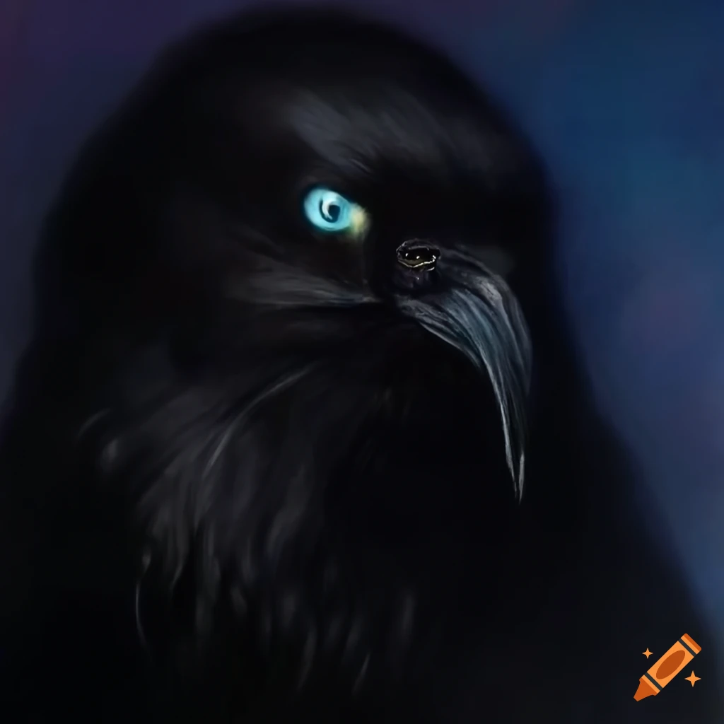 hyperrealistic color pencil drawing of a raven