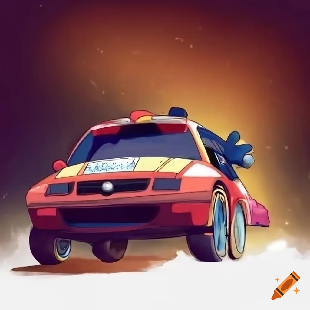 Pokémon rally cars racing on dirt road