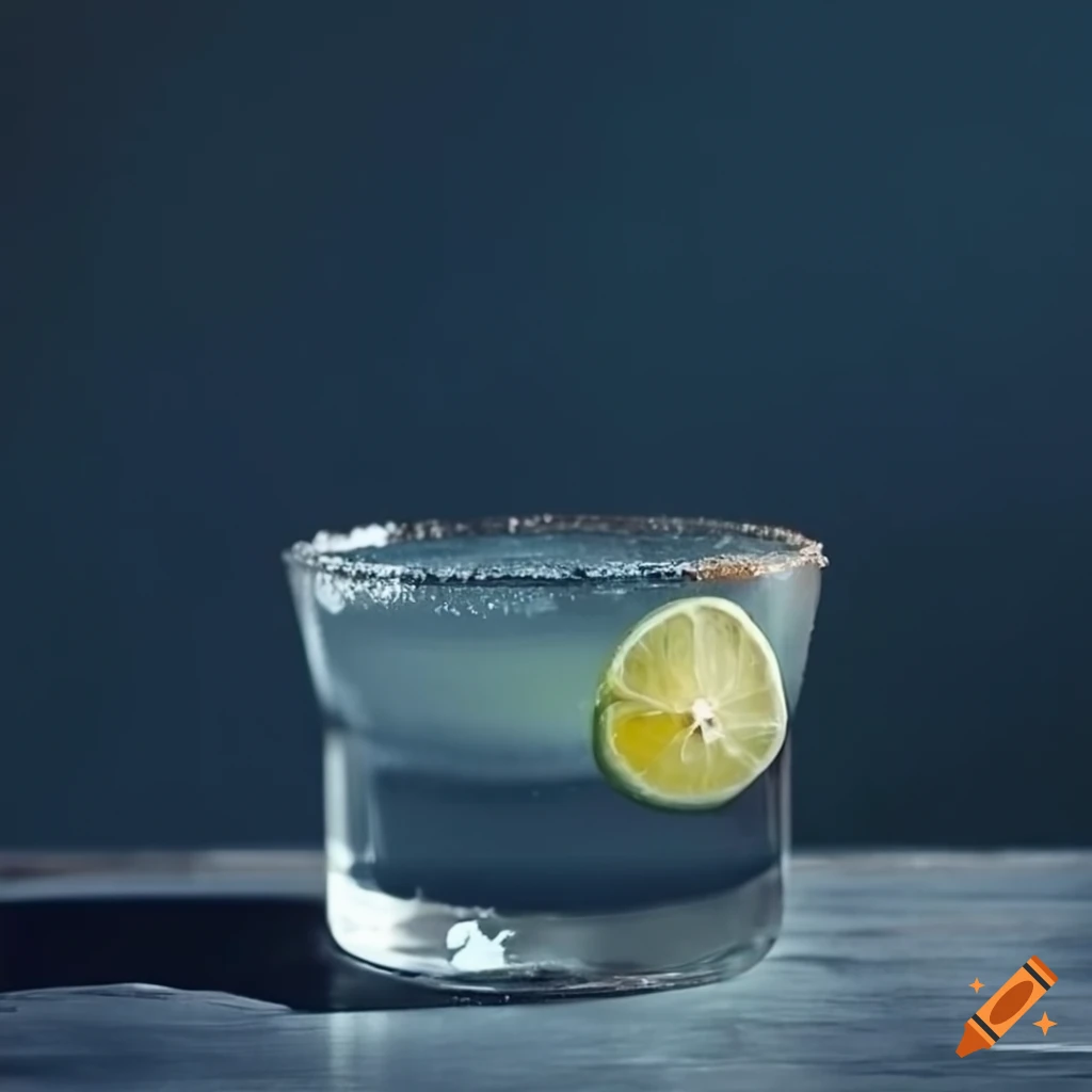 Aesthetic margarita with black sea salt on glass rim on Craiyon