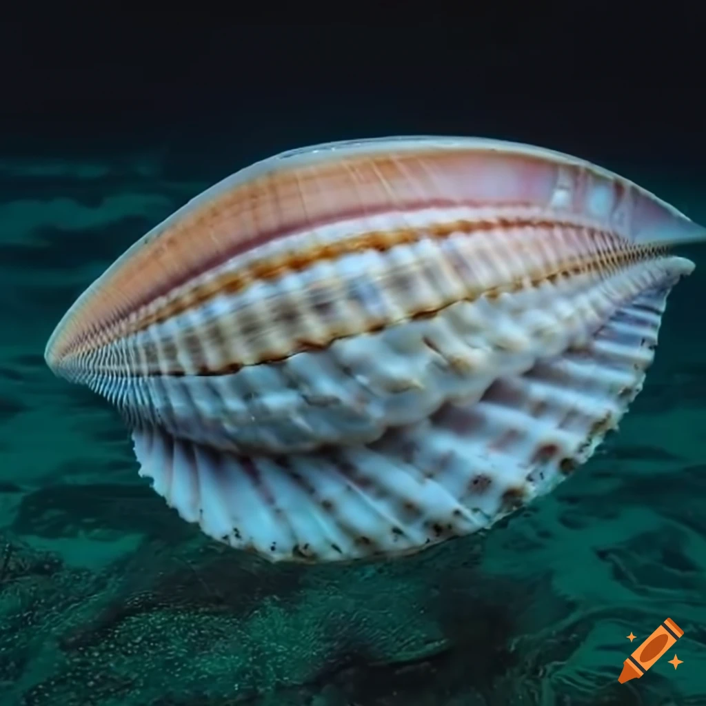 realistic high resolution image of a giant pearlized shell