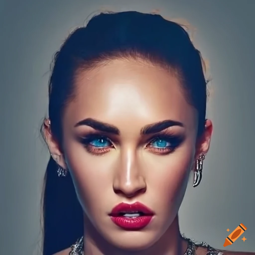 portrait of Megan Fox and Miley Cyrus with unique eyes