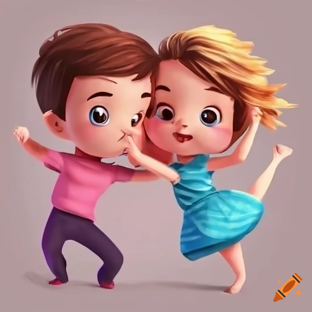 Cartoon of a cute couple dancing on Craiyon
