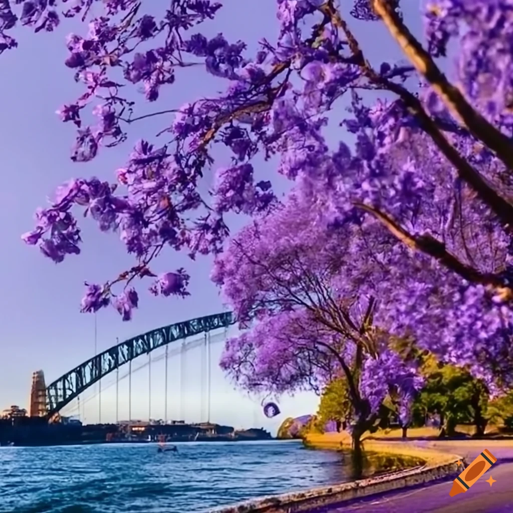Sydney with blooming jacaranda trees