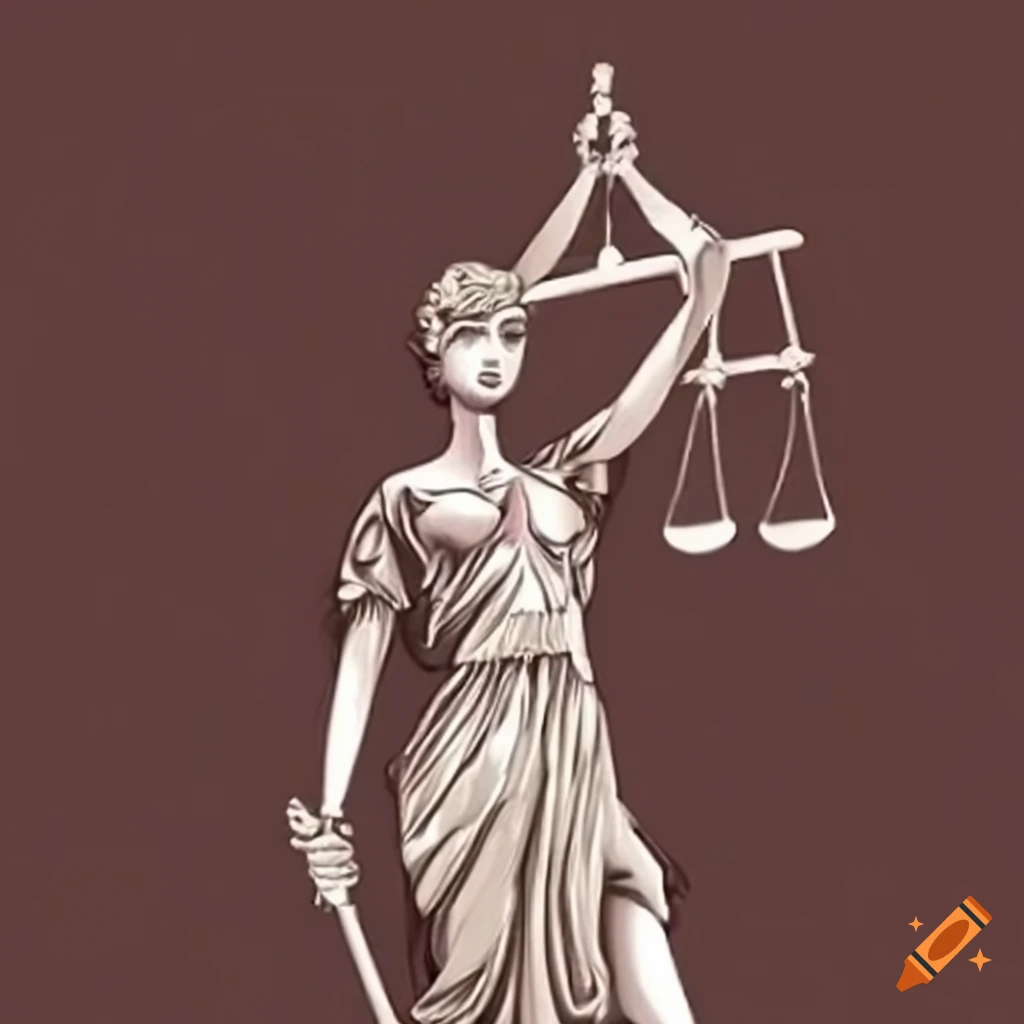 Statue of justice with one eye and lost ears on Craiyon