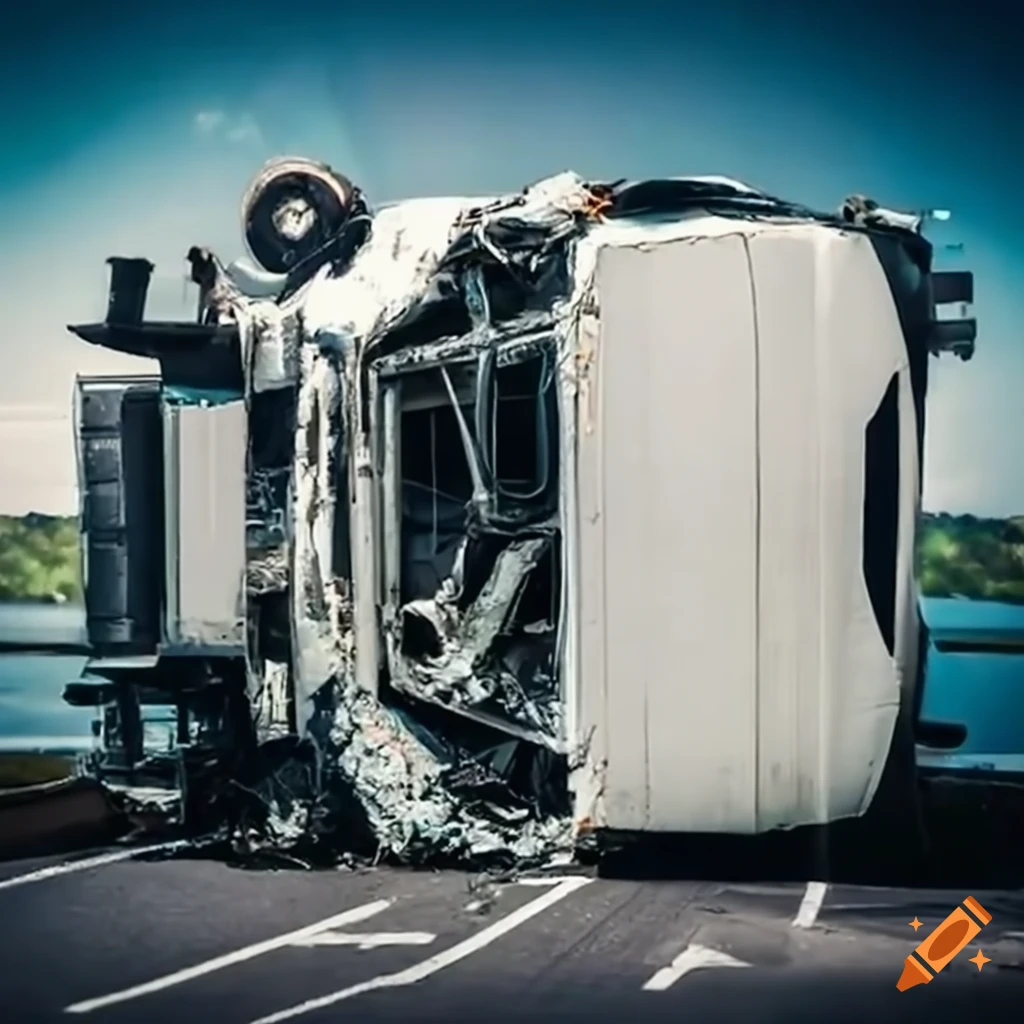 white truck flipped over on a sunny day