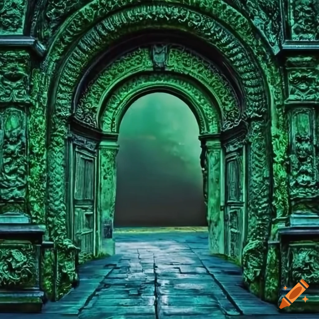 intricate baroque door with engraved all-seeing eye of God