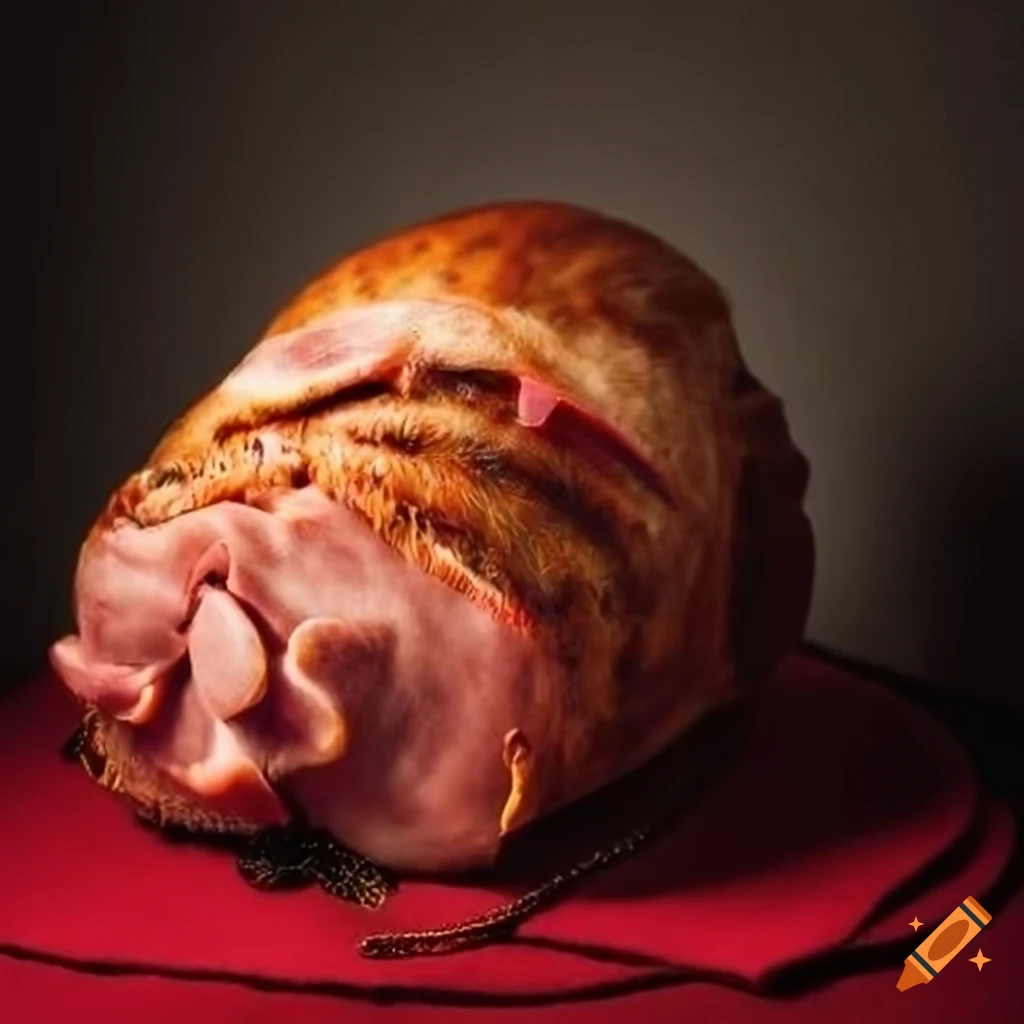 Delicious ham wrapped in a felt blanket on Craiyon