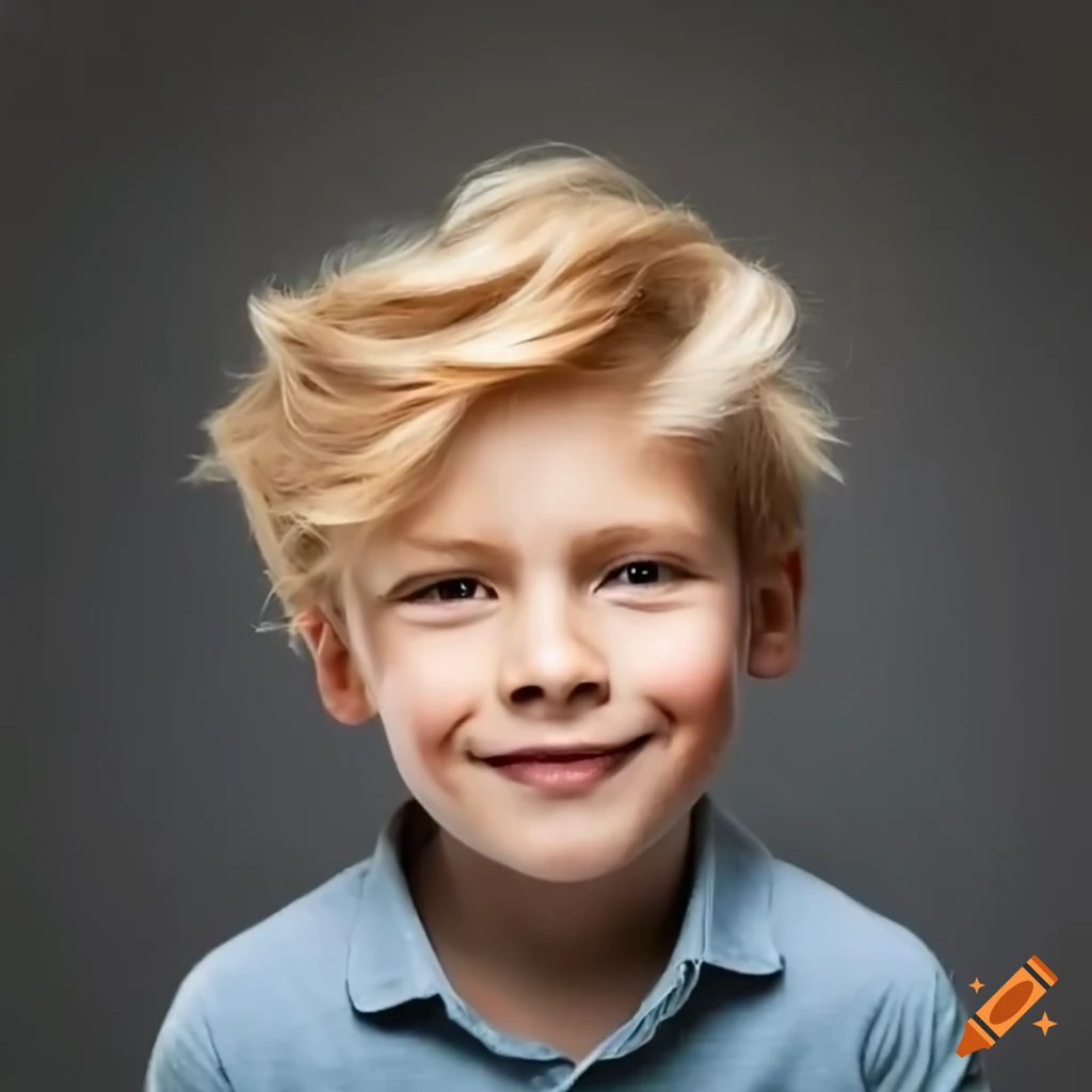portrait of a happy young boy with blonde hair