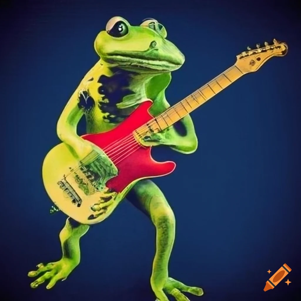 poster of a frog playing an acoustic guitar on Craiyon
