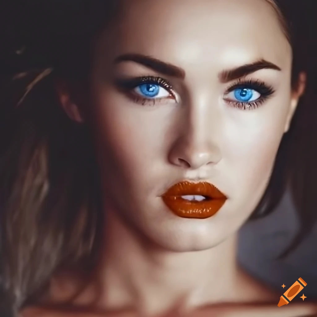 portrait of a celebrity with blue catlike eyes