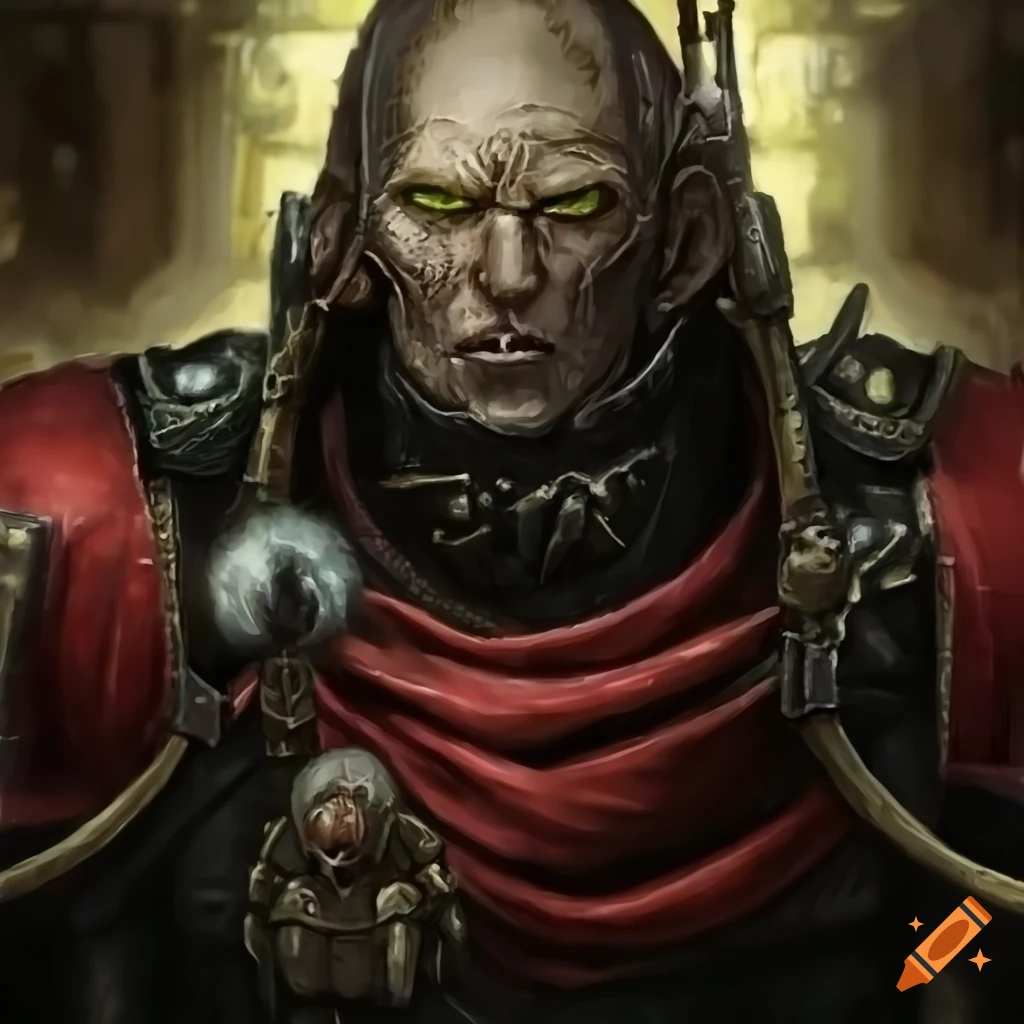 Portrait of a determined middle-aged inquisitor from warhammer 40k on ...