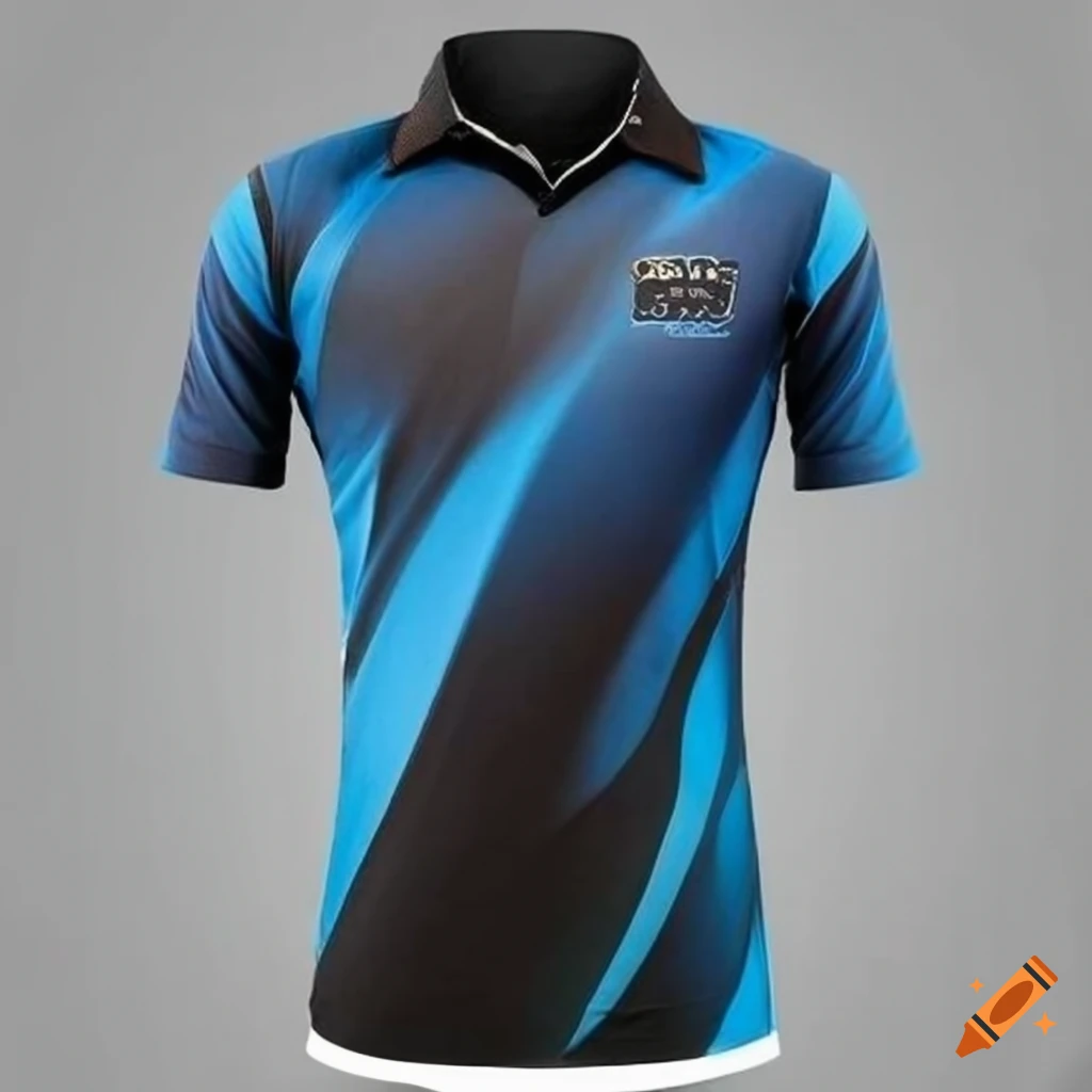 Blue and black stylish cricket jersey on Craiyon