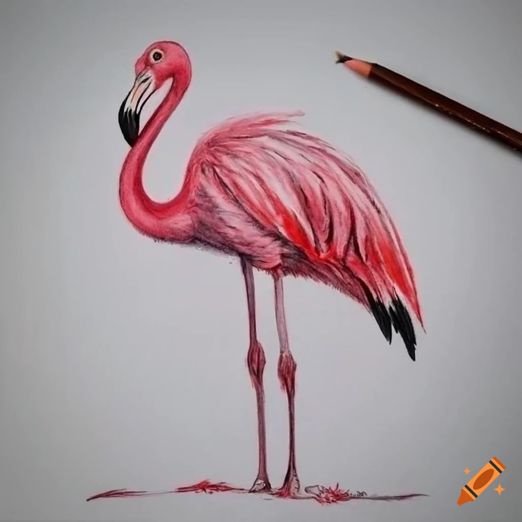Flamingo hand drawn realistic sketch Royalty Free Vector