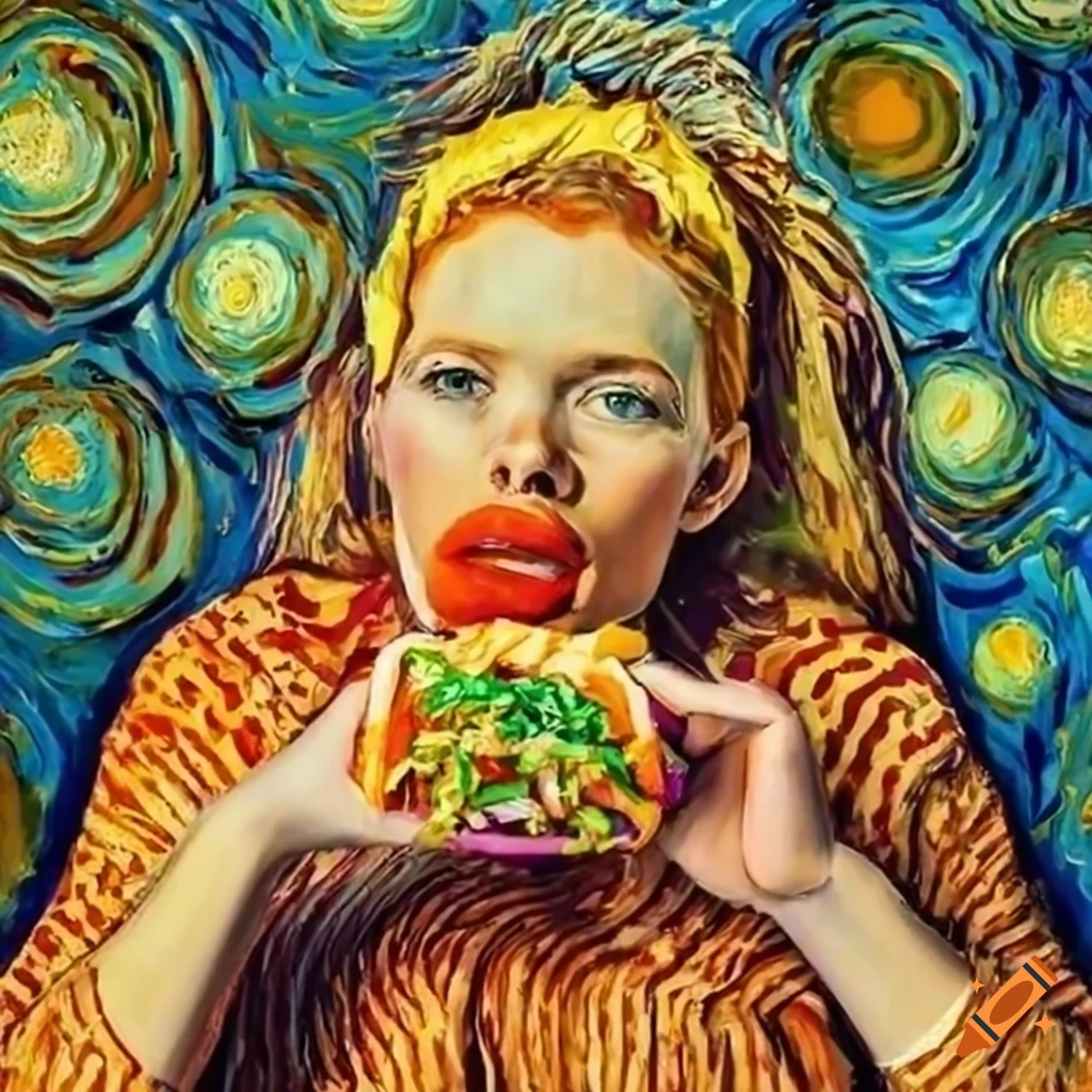 Van Gogh-inspired artwork of a Taco Bell meal