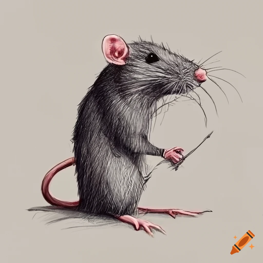 Simple Halloween Cute Rat Cartoon Drawing PNG & SVG Design For T-Shirts