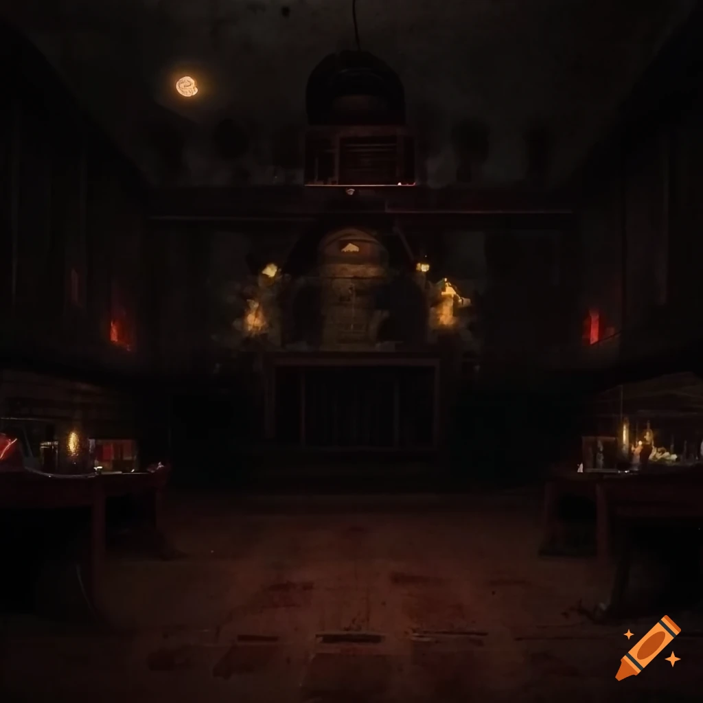 spooky victorian basement with art supplies