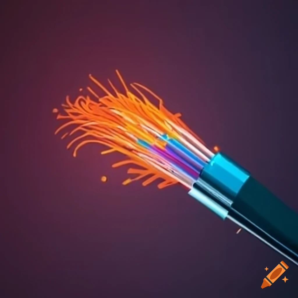 Orange optical fiber being installed by a technician on Craiyon