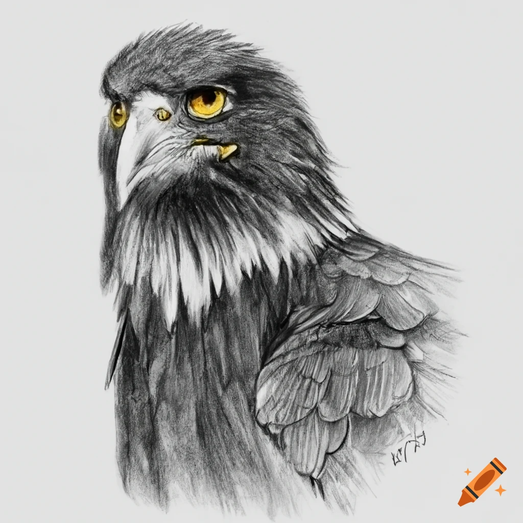 Realistic drawing of a majestic eagle with spread wings on Craiyon