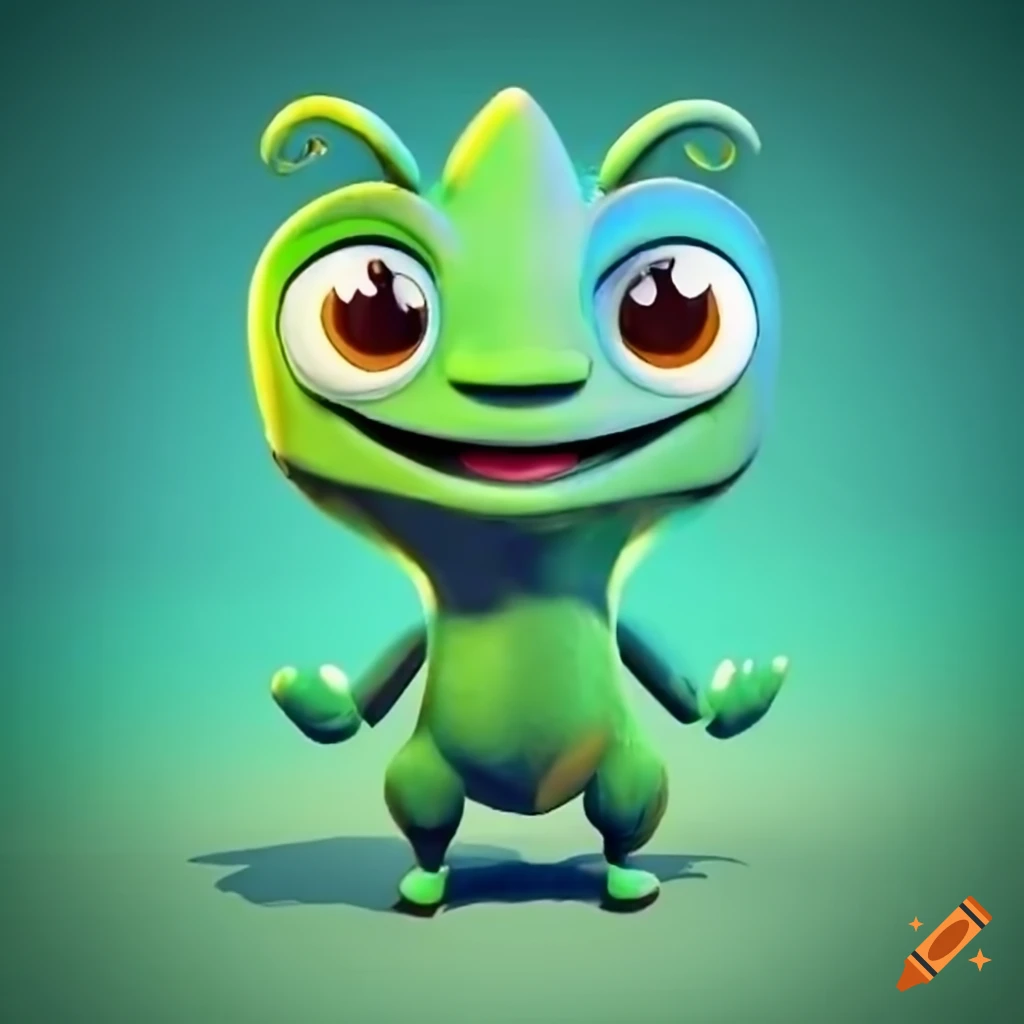 cheerful chameleon character celebrating victory