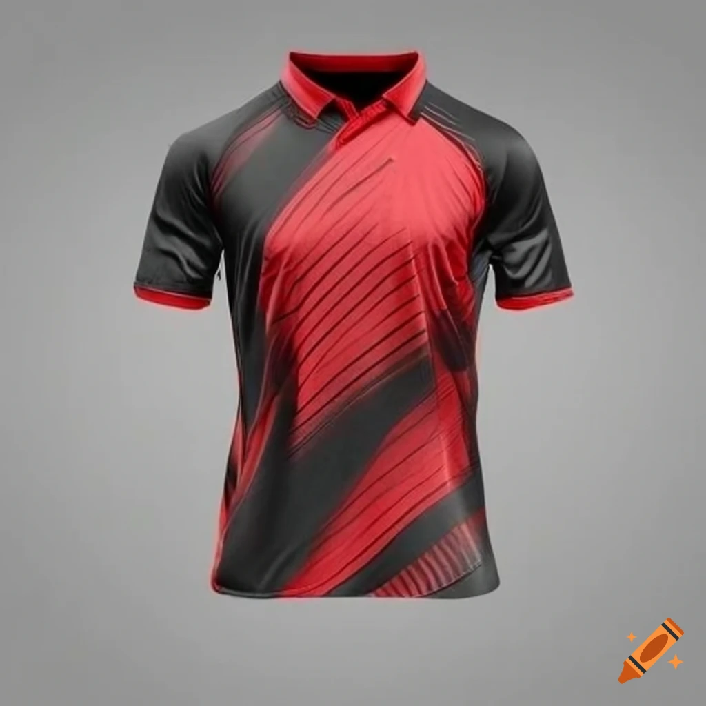 Red and black stylish cricket jersey on Craiyon