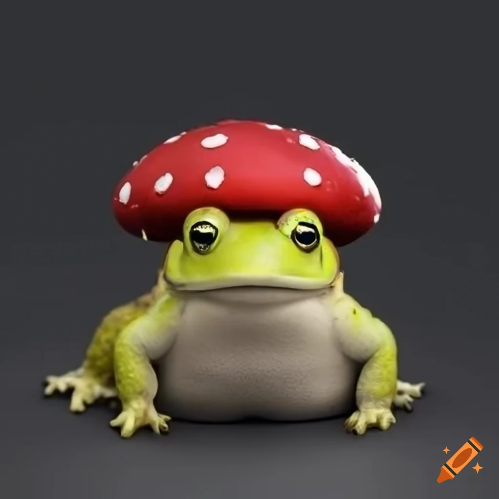 toad wearing a mushroom hat