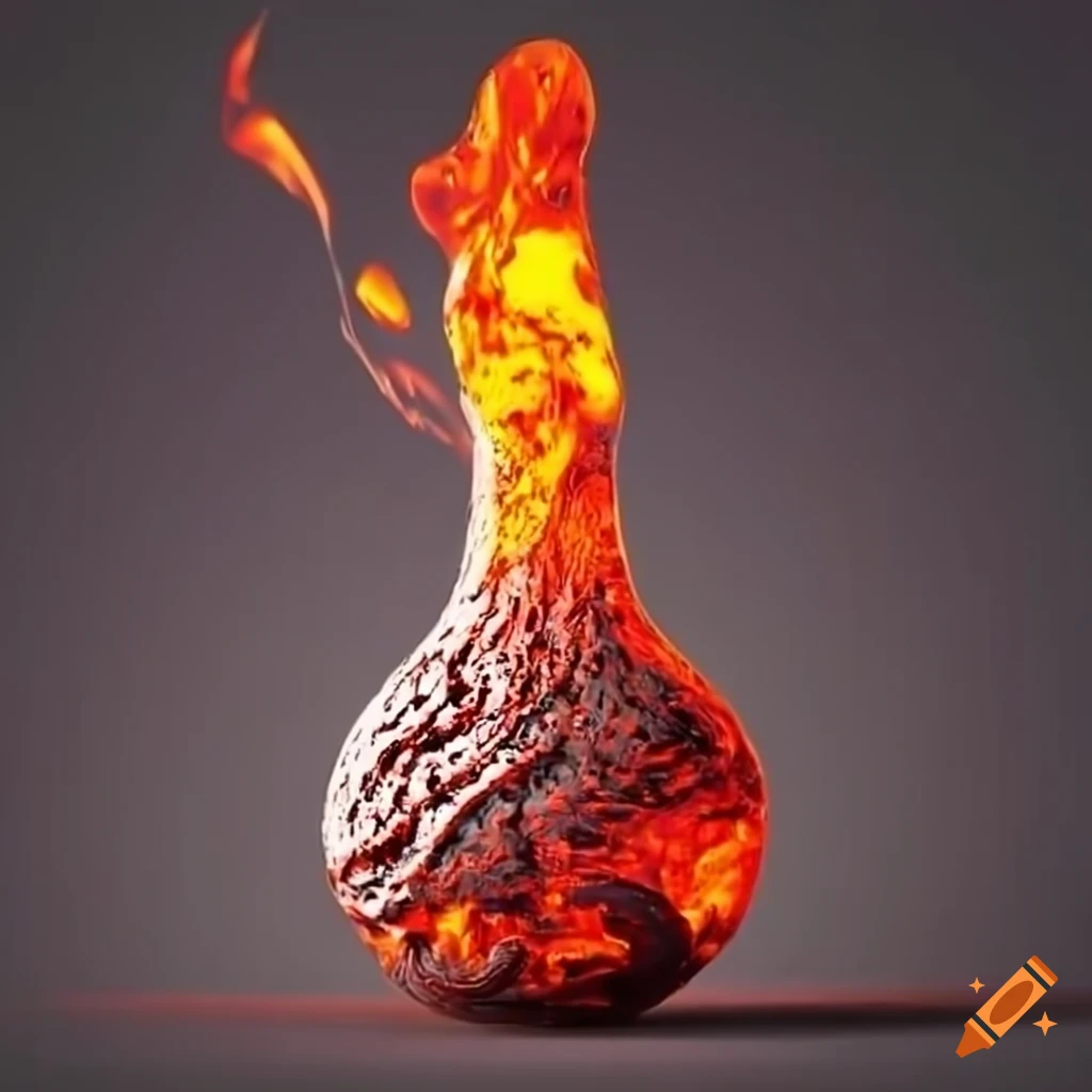 molten lava being poured into a flask