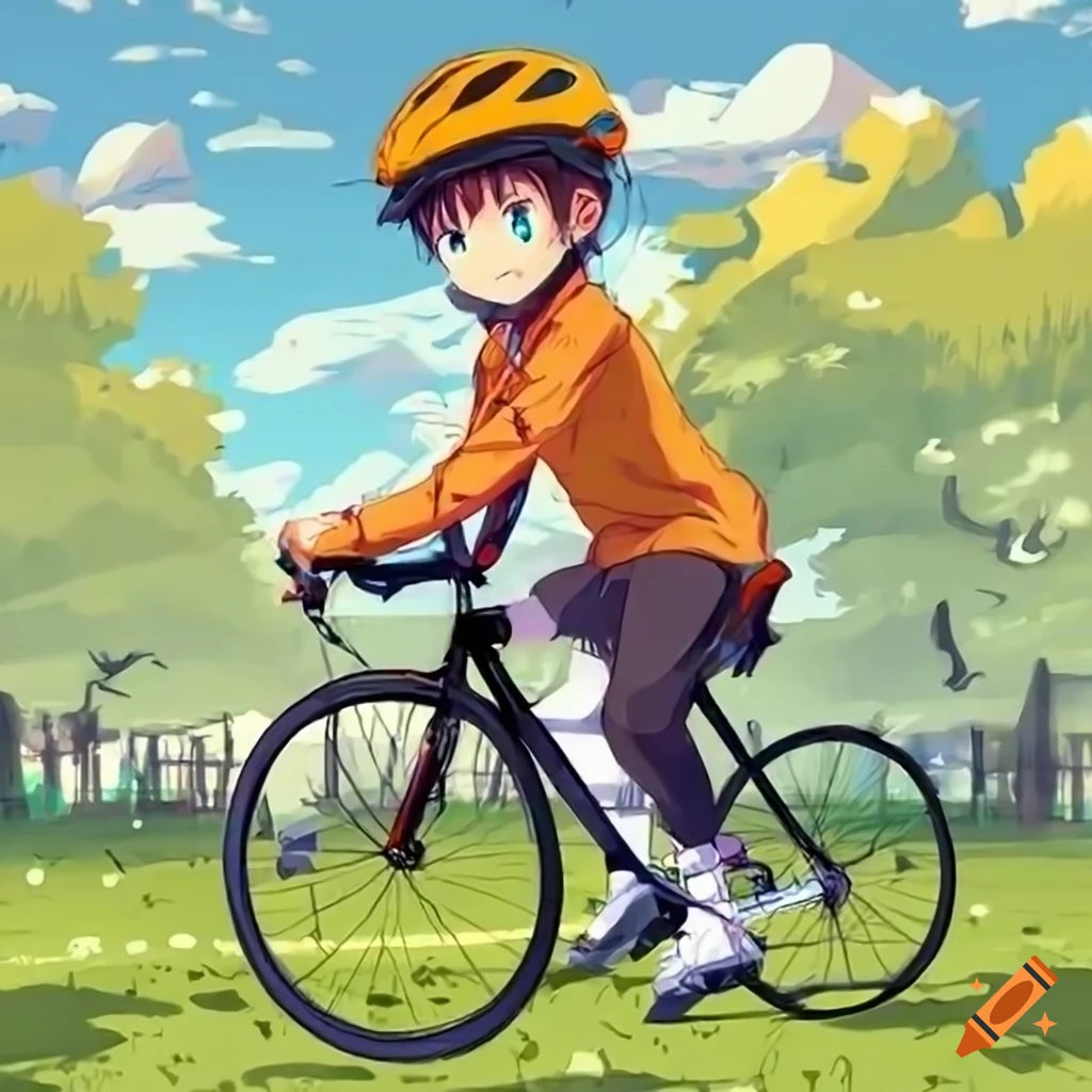 Cute Anime Girl on Bike Sticker - Adorable Anime PNG Sticker