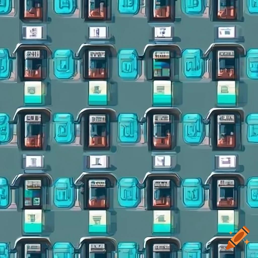 seamless pattern of pharmacy items and futuristic devices