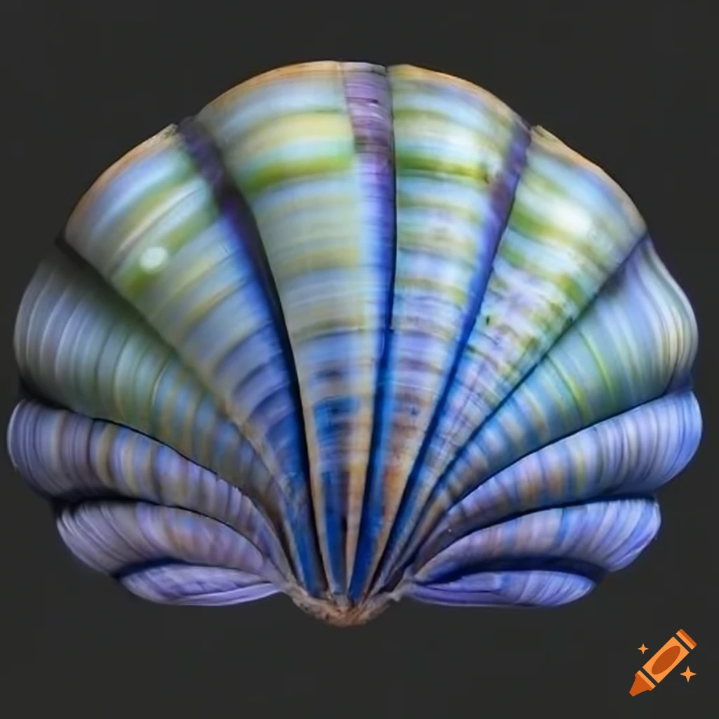 realistic high resolution image of a giant pearlized shell