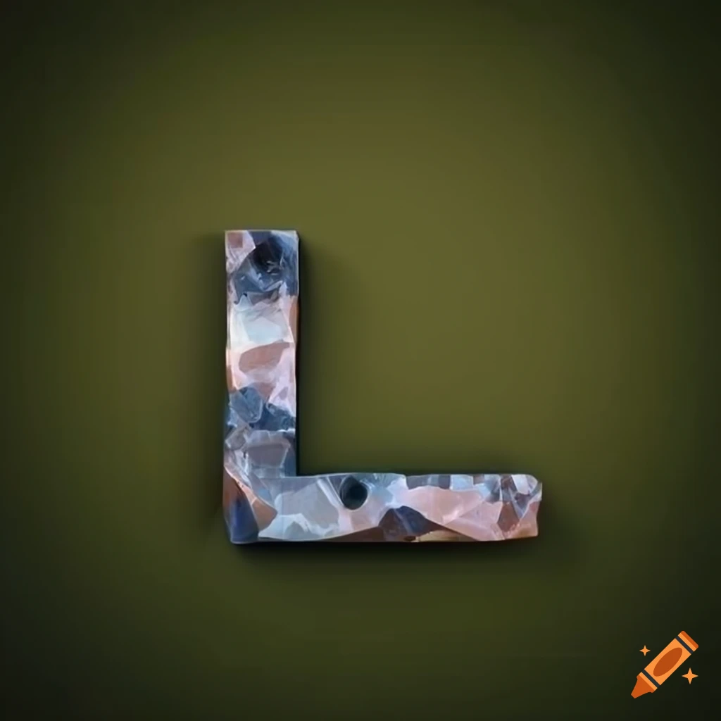 3D stone letter "M" on mossy field backdrop