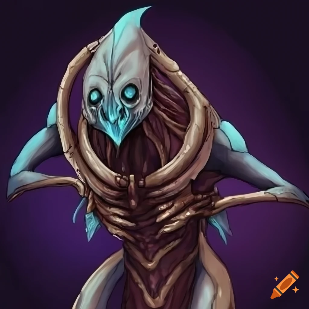 Protoss Writing Artwork of a lovecraftian protoss-like creature on Craiyon