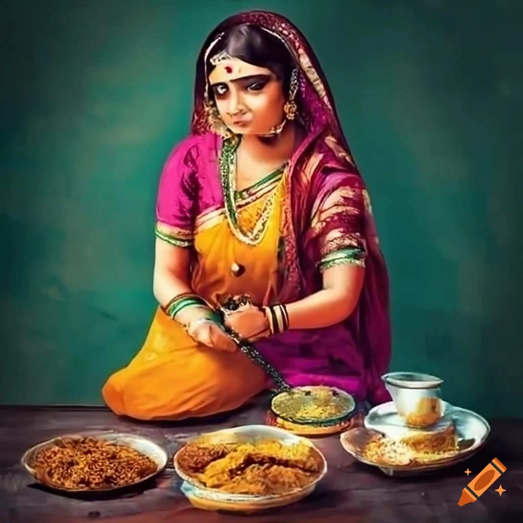 Gujarati woman cooking traditional food