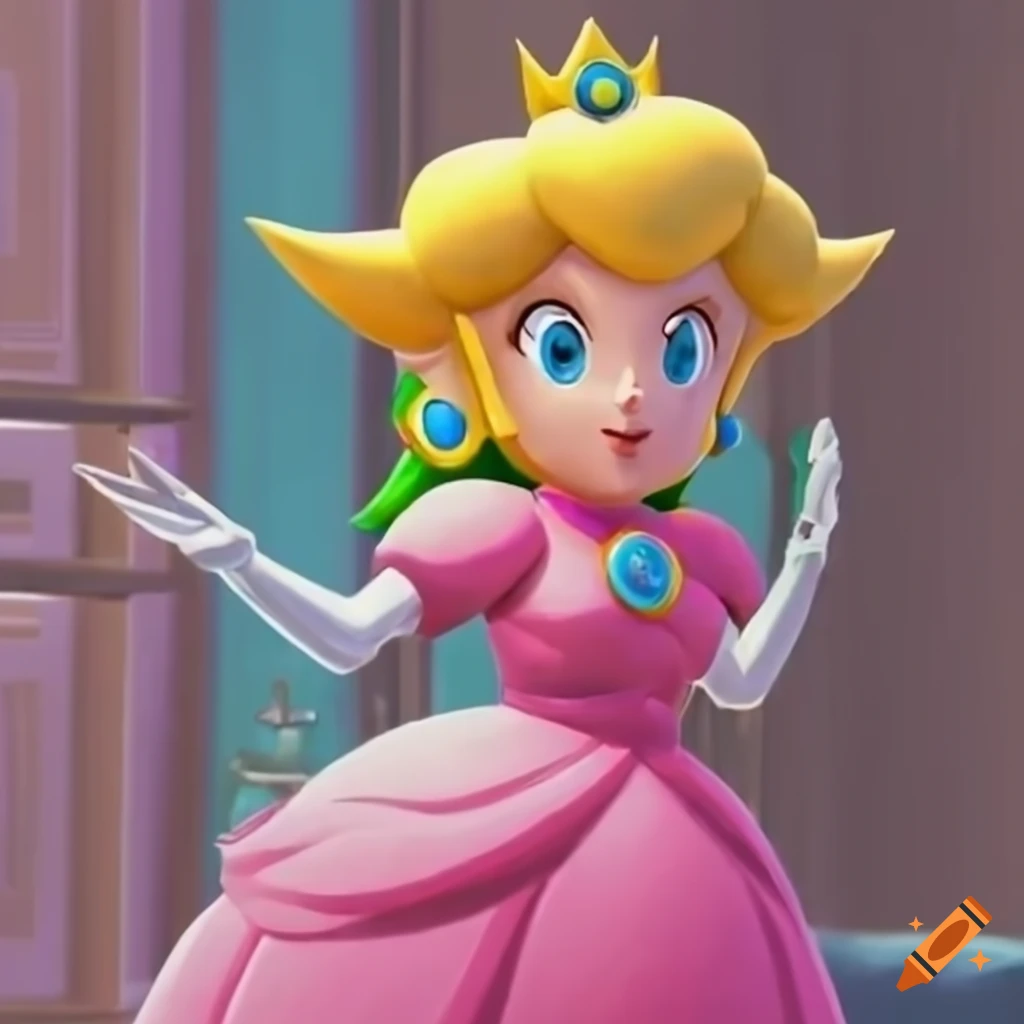 Artwork of link and princess peach swapping outfits