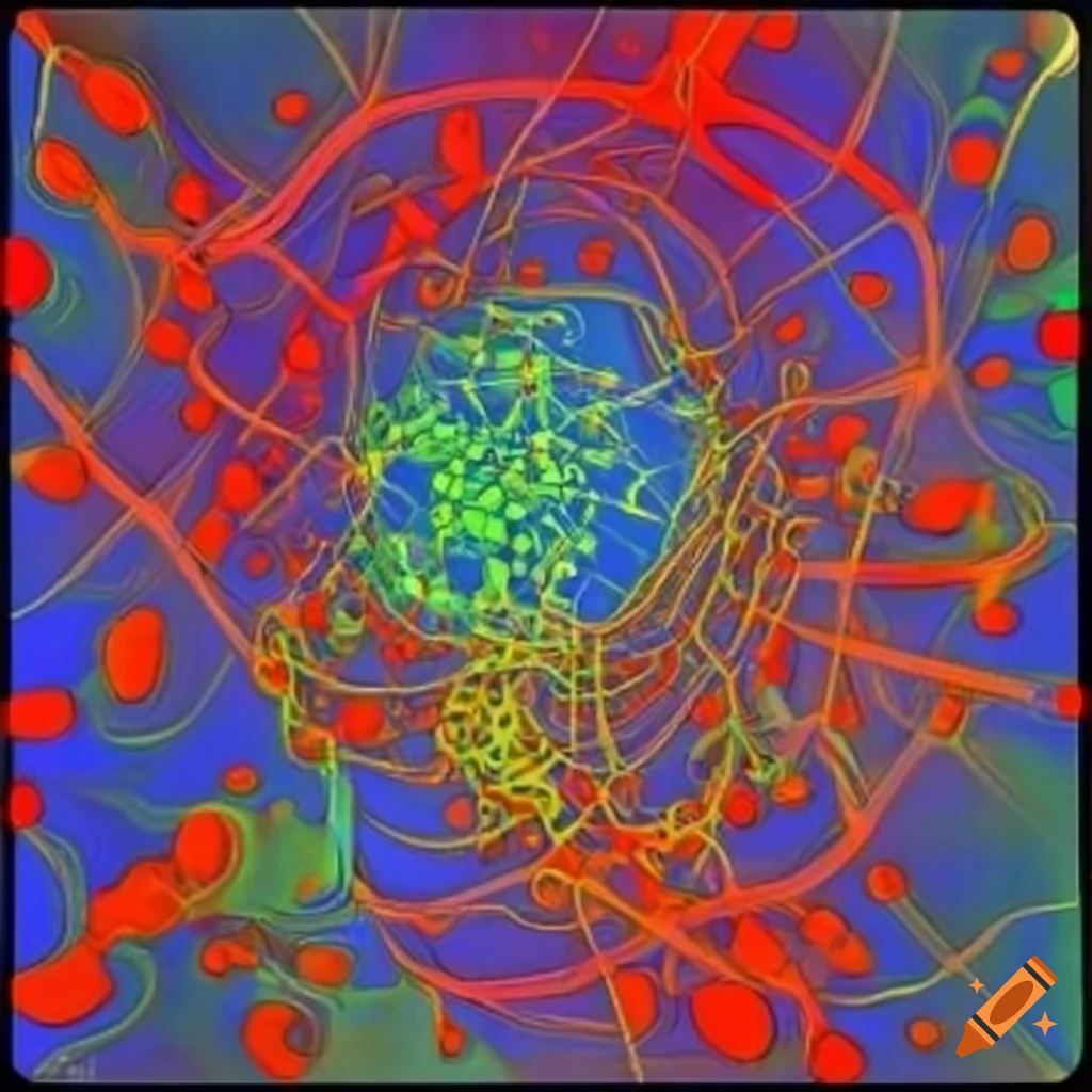 schematic of neural network architecture in Max Ernst style