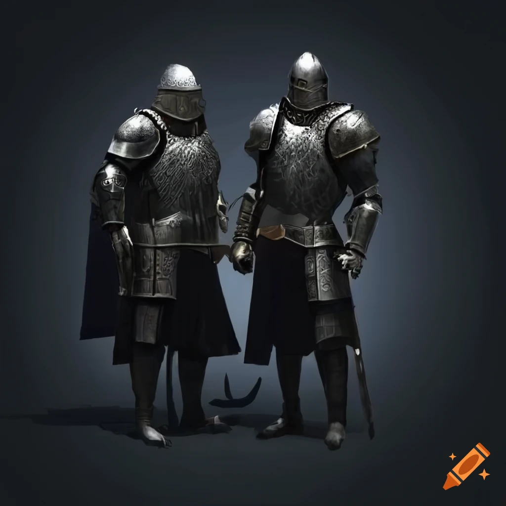 image of medieval knights with axes on a street