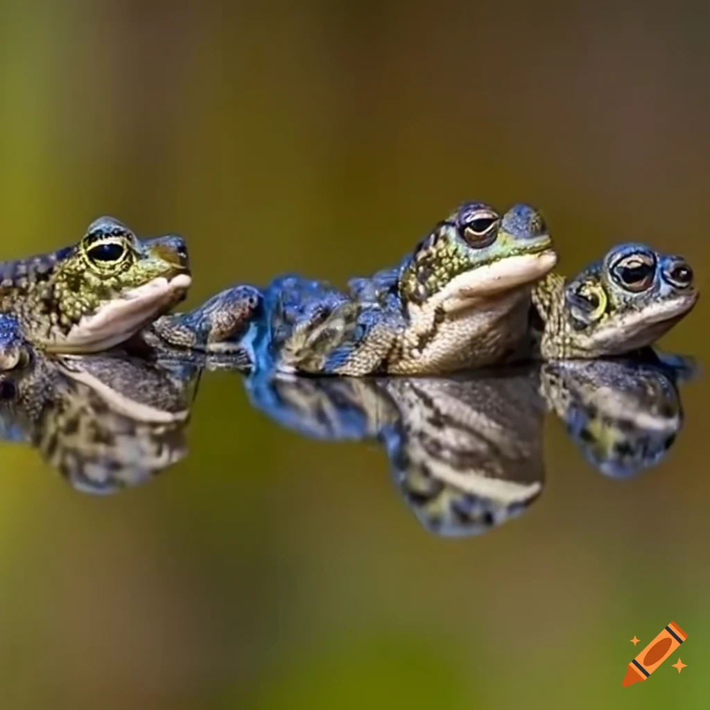 vibrant blue toads swimming in wetland