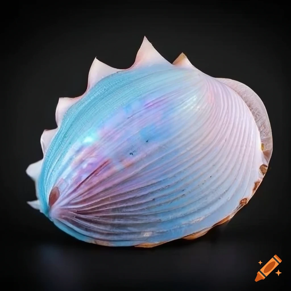 high resolution realistic image of a giant iridescent floral seashell