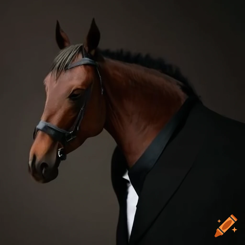 Elegant horse wearing a suit