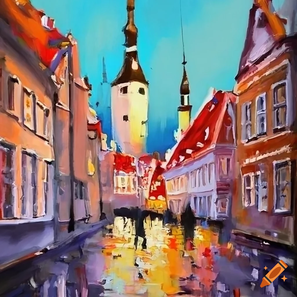 Acrylic painting of tallinn old town