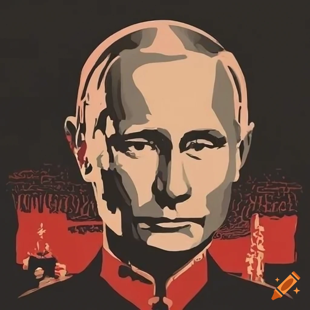 Vladimir putin in soviet-style propaganda poster on Craiyon