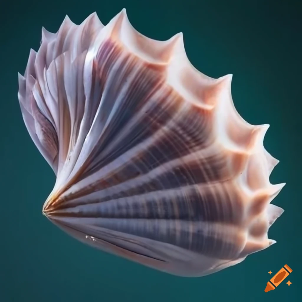realistic high-resolution image of a giant iridescent flower seashell