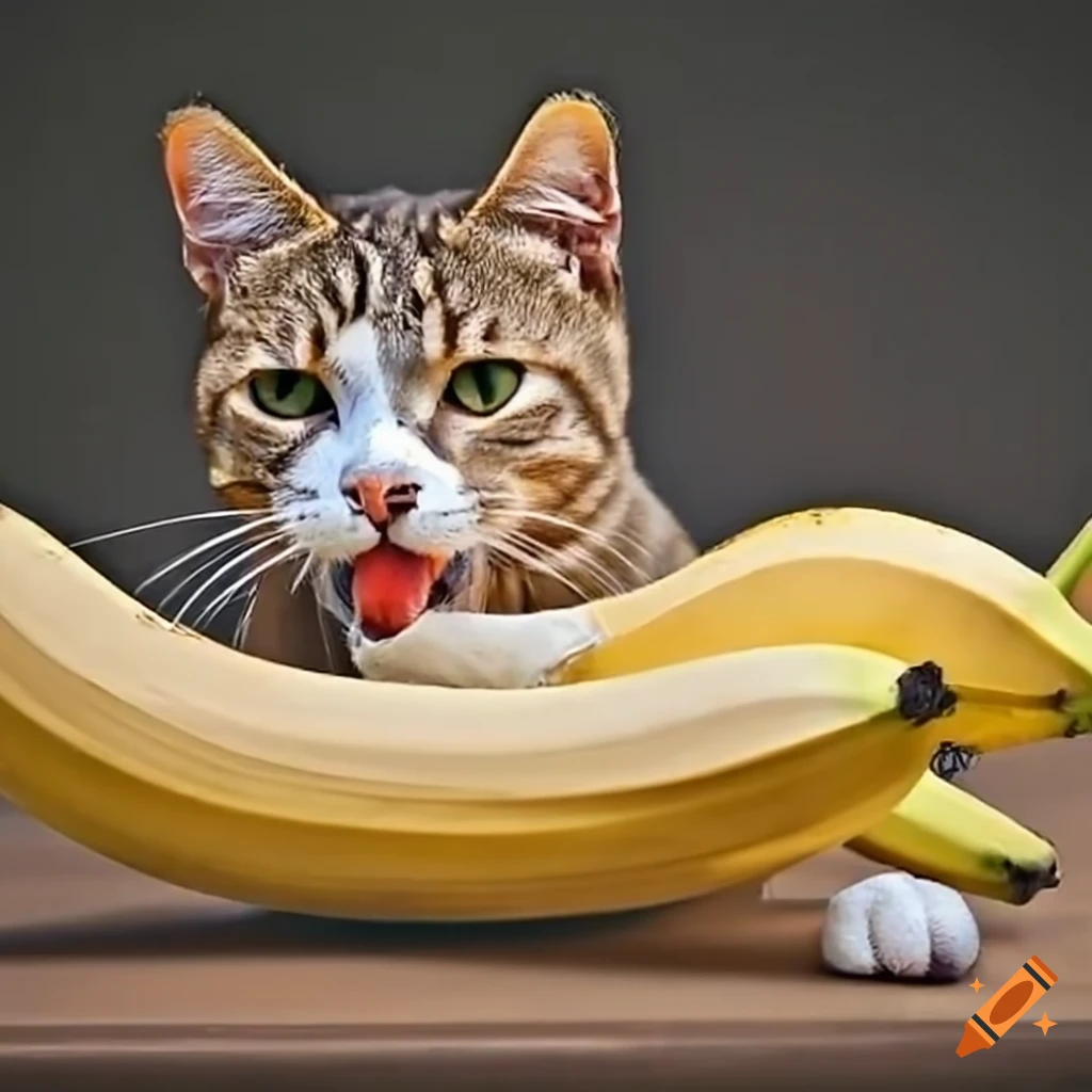 Cat Eating A Banana On Craiyon