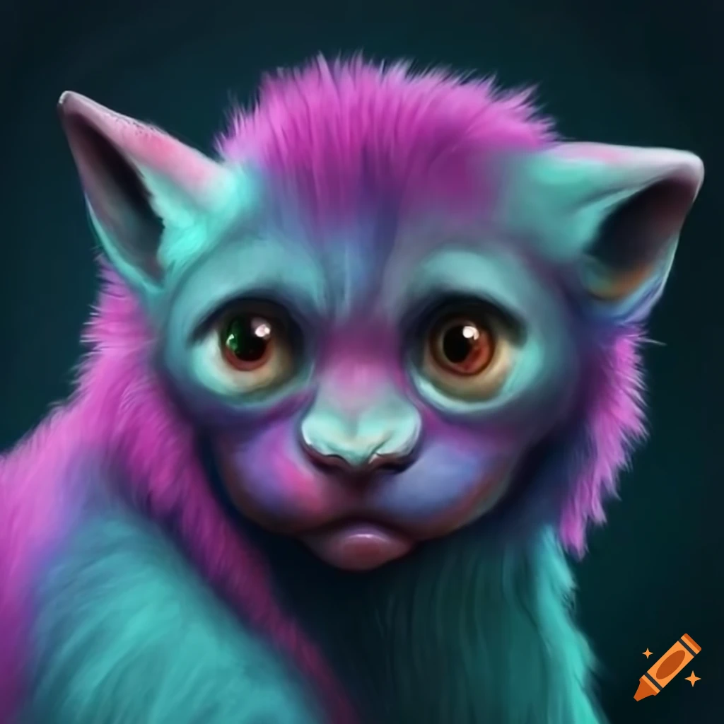 Hyperrealistic color pencil drawing of a cute furry monster on Craiyon