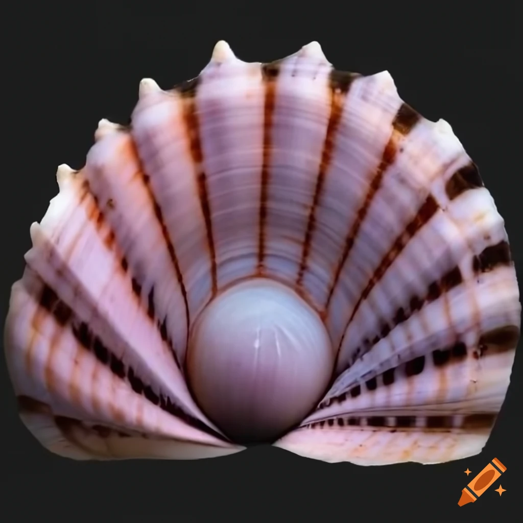 realistic artwork of a giant shimmering seashell