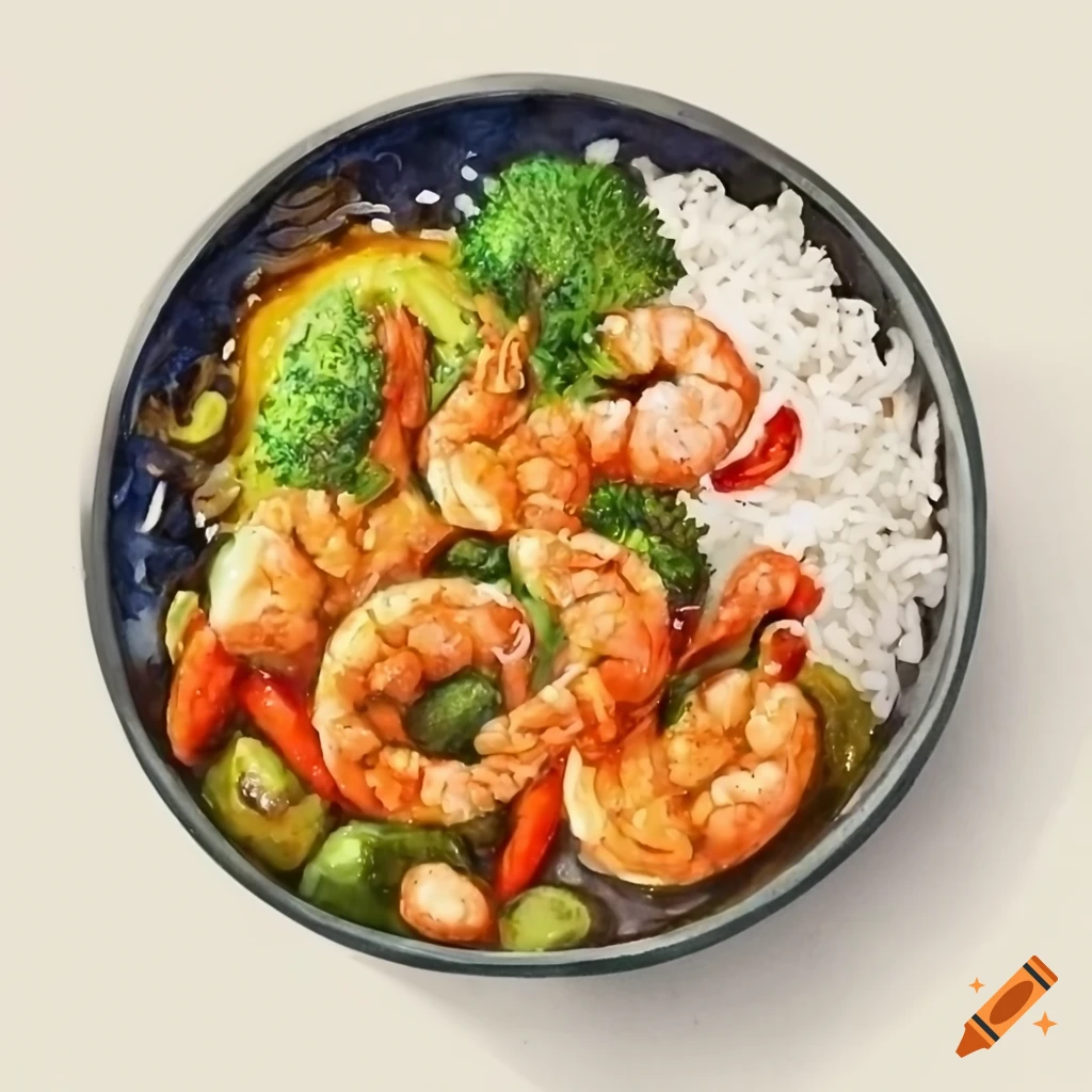delicious prawn curry with vegetables and rice