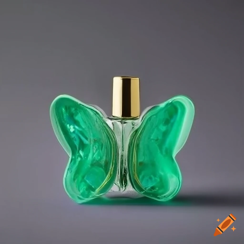 40ml perfume bottle in shape of a green butterfly on Craiyon